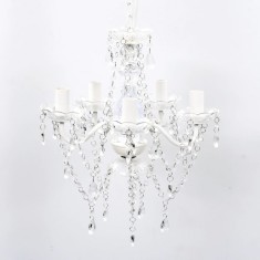 Lustră transparentă de cristal artificial cu 5 becuri foto