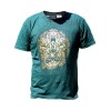 Tricou Barbati Stone Wash Hamsa Verde Bumbac 100% Natural, Stil Boho, Nepal, Mandala Chakra, Marimi S-XL