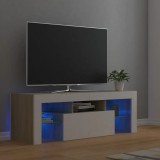 Cumpara ieftin Comodă TV cu lumini LED, alb și stejar Sonoma, 120x35x40 cm