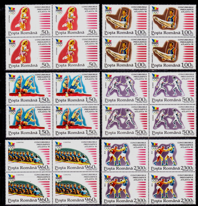 RO 1995 LP 1397 &quot; Concursurile Preolimpice Atlanta&quot; , serie bloc de 4 , MNH