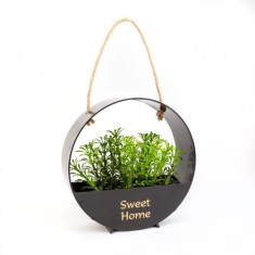 Decor de perete - cu planta artificiala - suspendabil - 19 x 19 cm - 2 tipuri foto