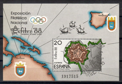 Spania 1988 - Expozitia Nationala Filatelica Exfilna `88, Pamplona, coliță, MNH foto