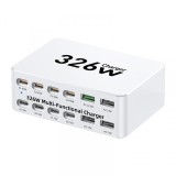 Incarcator Statie OEM WLX-818E, 326W, 3.25A, 4 x USB-A - 8 x USB-C, Alb