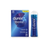 Cumpara ieftin Pachet pentru cupluri: Prezervative Durex Originals Classic Natural, 20 buc + Lubrifiant pe bază de apă Durex Play Original H2O, 50 ml