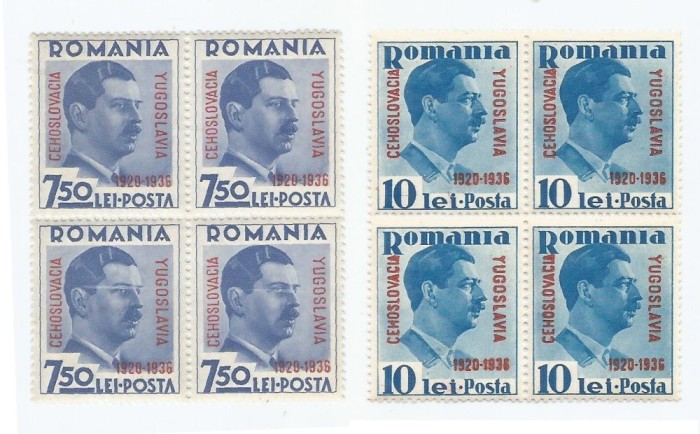 |Romania, LP 117/1946, Mica Intelegere - supratipar, bloc 4, MNH/MLH
