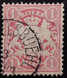 Germania, Bayern 1881, Michel#53, 1Mark, Stampilat