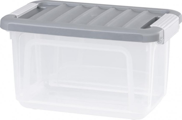 Cutie KIS W XS, 5L, transparentă, 18x28x17 cm, cutie de depozitare, cu capac gri