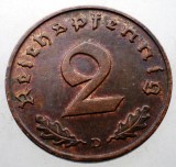 2.660 GERMANIA WWII 2 REICHSPFENNIG 1939 D XF