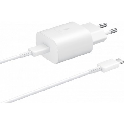Incarcator Retea cu Cablu USB-C Samsung EP-TA800W + DA705BWE, 25W, 3A, 1 x USB-C, Alb GP-PTU021SOAWQ foto