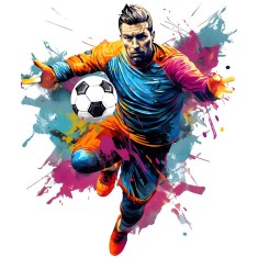 Sticker decorativ, Jucator Fotbal, Albastru, 71 cm, 1335STK-13