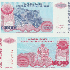 1993, 10,000,000,000 Dinara (P-R28a) - Croaţia - stare UNC