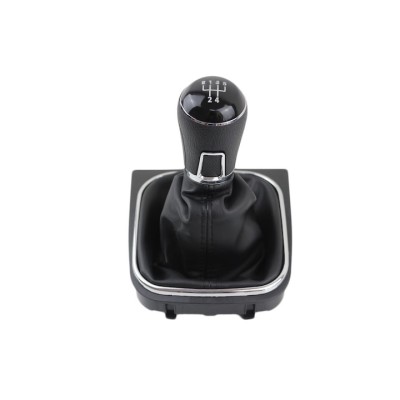 Nuca schimbator cu manson, Emzone, Plastic/Piele ecologica, Compatibil cu VW, 5 viteze, Negru foto