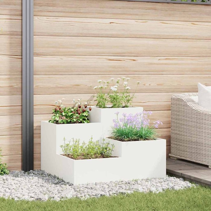 vidaXL Vază pentru Grădină Alb 100 x 100 x 60 cm Oțel 865863