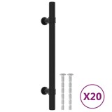 Manere de dulap, 20 buc., negru, 128 mm, otel inoxidabil