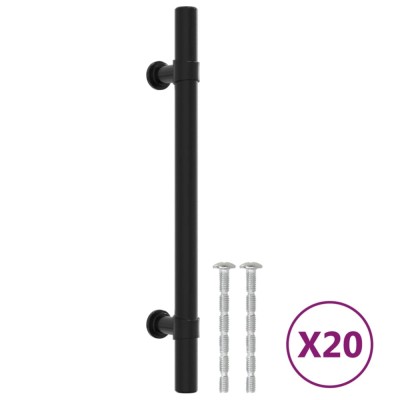 Manere de dulap, 20 buc., negru, 128 mm, otel inoxidabil foto