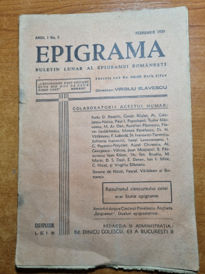 revista epigrama februarie 1939 - anul 1,nr. 3 foto