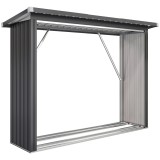 Outsunny Adăpost pentru Lemne din Oțel Exterior, Bază Ridicată și Acoperiș &Icirc;nclinat, 213x66.5x150 cm, Gri &Icirc;nchis | Aosom Romania