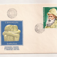 P2 Plic FDC-Prima zi a emisiunii -C. Brancusi, Sarutul, necirculat 1976