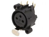 Soclu XLR Mamă 3-Pin 90&deg; THT Negru 6A, Neutrik