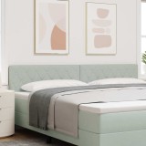 Tăblia de pat din catifea gri deschis cu buton de cristal, 200 cm