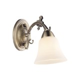 Aplică Klausen Anka AP1 Elegance 20.5x13.5x28cm, Bronz Antichizat și Sticlă Albă, Corp Iluminat Perete Interior Clasic, Soclu E27, 15W, Ideal Hol