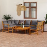 Cumpara ieftin Set mobilier grădină cu perne, 9 piese, lemn masiv de acacia