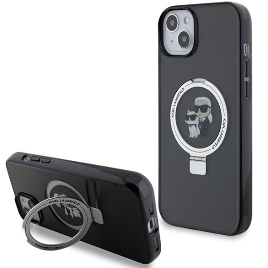 Husa pentru iPhone 15 / iPhone 14 / iPhone 13 - Karl Lagerfeld Hardcase Ring Stand MagSafe (KLHMP14SHMRSKCK) - Karl&amp;Choupette