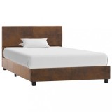 VidaXL Cadru de pat, maro, 100x200 cm, piele &icirc;ntoarsă ecologică