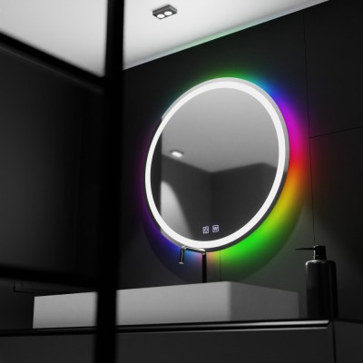Oglinda LED Rotunda 60cm, Spectrum Touch, RGB, Sistem Dezaburire ModernLight Concept foto