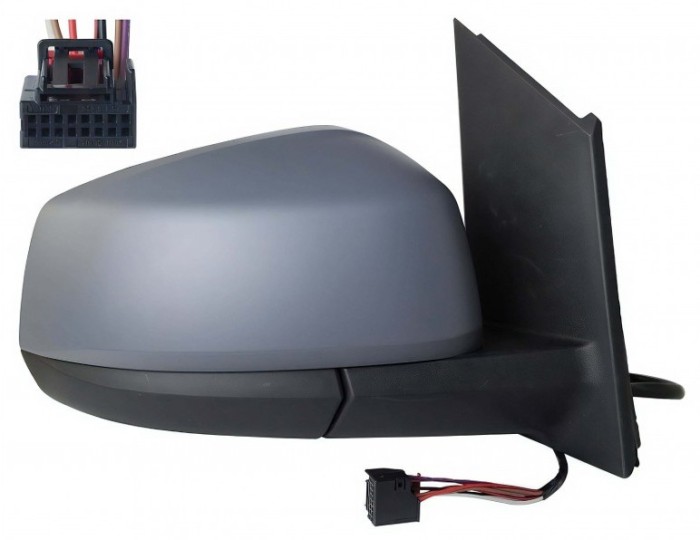 Oglinda exterioara Volkswagen Caddy, 11.2020-, montare stanga, reglaj electric; carcasa neagra; incalzit; sticla convexa; geam cromat; rabatabil; 16