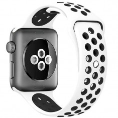 Curea pentru Apple Watch 38 mm Silicon Sport iUni Alb-Negru foto