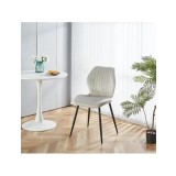 Scaun de living si bucatarie cu cadru metalic, AB104, tapiterie velvet, 89x48x43 cm,100 Kg, Bej