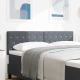 Cumpara ieftin Tablie LED cu benzi LED cu headboard Gri inchis 144 cm Catifea