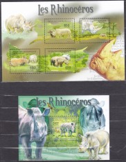 DB1 Fauna Africa Centrala Rinoceri MS + SS MNH