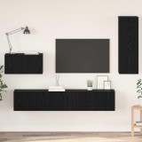 vidaXL Dulap pentru TV pe Perete 4 pcs Stejar negru 200 x 30 x 30 cm