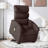 VidaXL Fotoliu electric masaj rabatabil cu ridicare maro &icirc;nchis textil