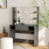 Masă de machiaj cu lumini LED, gri lucios, 100x40x135 cm, MDF