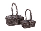 Cumpara ieftin Set 2 ghivece flori lemn salcie maro 24,5 x 16 x 35 cm, 31 x 24 x 37,5 cm
