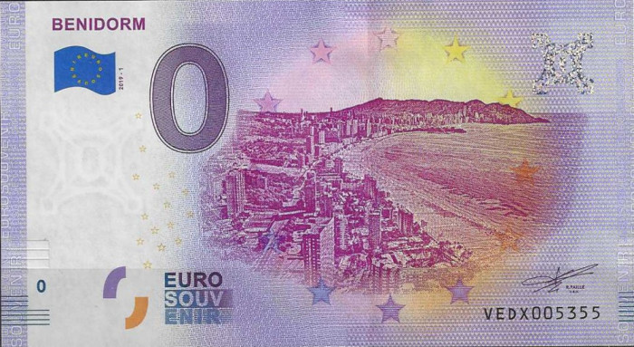 NOU : 0 EURO SOUVENIR - SPANIA , BENIDORM - 2019.1 - UNC / CEA DIN SCAN