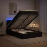 Cumpara ieftin Pat Ottoman cu Saltea si LED Negru 120 x 200 cm Catifea