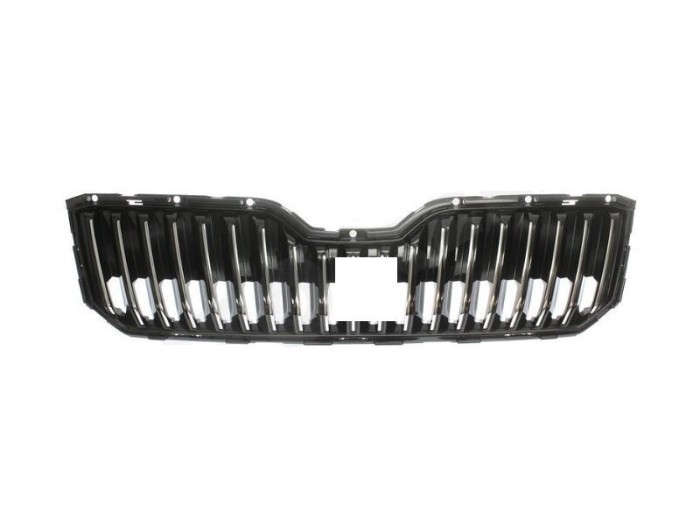 Grila masca fata Skoda Superb (3v), 05.2015-, fata, cu active cruise control, negru/negru; fara rama; cu gauri