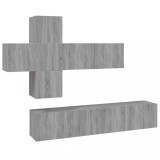 Cumpara ieftin Set comode TV, 7 piese, gri sonoma, lemn compozit