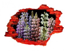 Autocolant decorativ, Gaura in perete, Arbori si flori, Multicolor, 83 cm, 447ST-2 foto