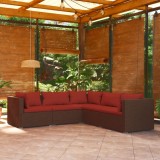 Gossi set mobilier de gradina cu perne, 5 piese, maro, poliratan