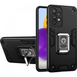 Husa iron warriors pentru iphone 12 pro, flippy, hybrid ring holder kickstand, negru