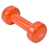 Gantera vinil pentru fitness Liveup, 2 kg, dimensiune 16.5 cm, Portocaliu, Gantere