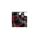 Cumpara ieftin Set Huse Scaune Auto pentru Dacia Duster - RoGroup Roma, piele ecologica, cu fermoare pentru bancheta rabatabila, rosu cu negru, 9 piese