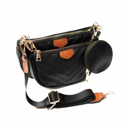 Set 3 Genti din Piele Eco, Negru foto