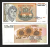 IUGOSLAVIA 100.000 / 100000 DINARI / DINARA 1993 , UNC [1] P - 118a , necirculata