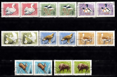 A11 TW 5 - 1968 - Fauna din rezervatii naturale - perechi de doua timbre foto